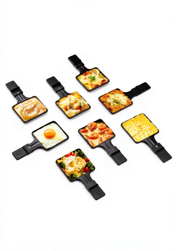 FOHERE Raclette Grill Reversible Plates Rotatable Family-6