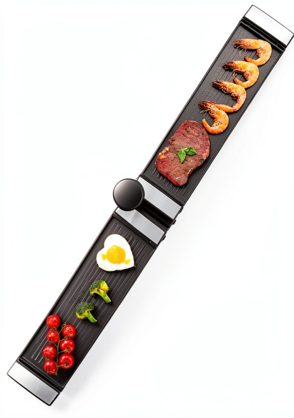FOHERE Raclette Grill Reversible Plates Rotatable Family-2