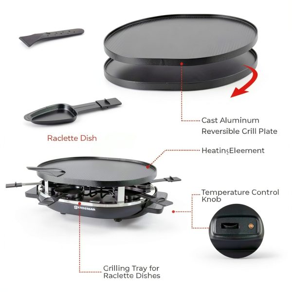 Swissmar Raclette Grill Non Stick Stainless Steel Party-2