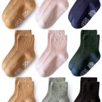 EUFANCE Baby Socks Cotton Anti Slip Grips 9 Pairs-0