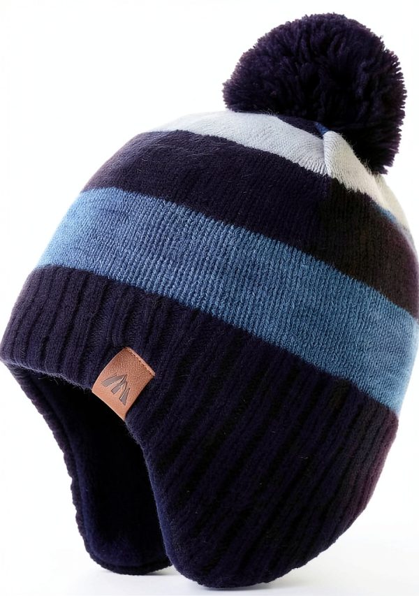 Baby Boys Acrylic Earflap Hat Winter Beanie with Pom Pom-0