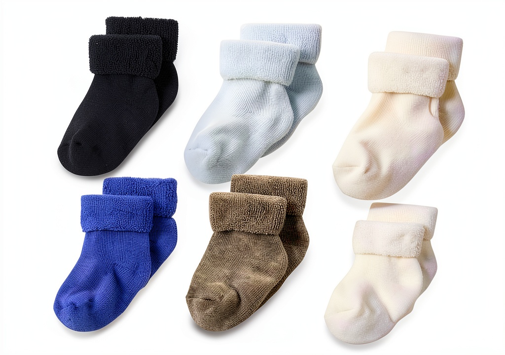 Little Me baby boys socks in assorted colors on a soft surface