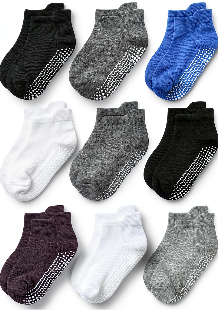 GS-28 baby ankle socks with non-slip grips on a toddler's feet
