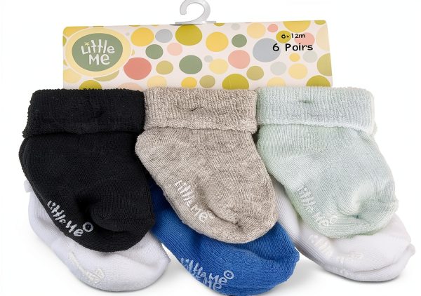 Baby Boys Socks Little Me Cotton Non Skid Soles 6 Pack-2