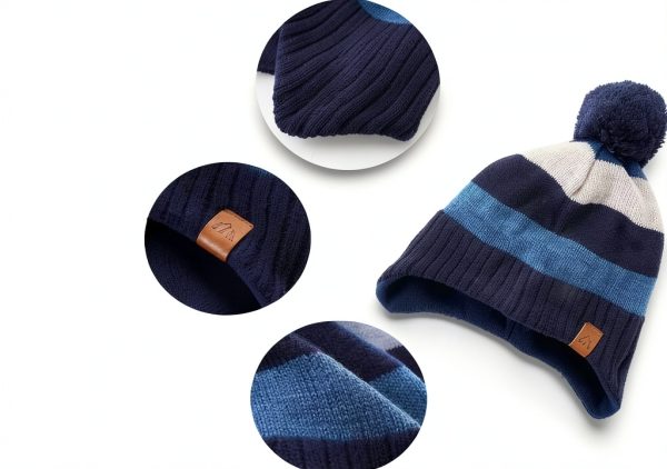 Baby Boys Acrylic Earflap Hat Winter Beanie with Pom Pom-3