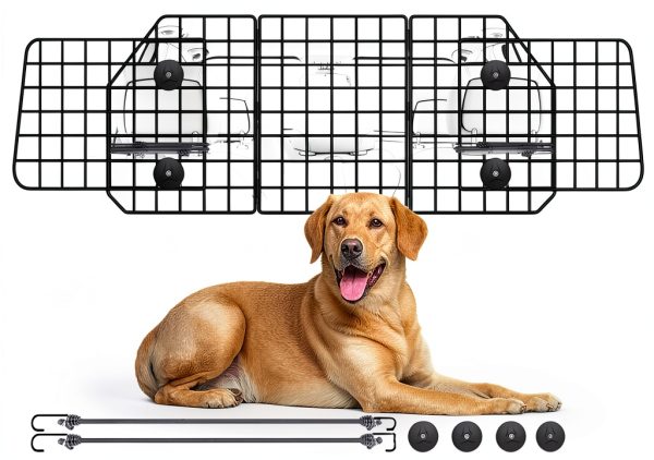 Gtongoko Dog Car Barrier Steel Adjustable Pet Safety Divider-0