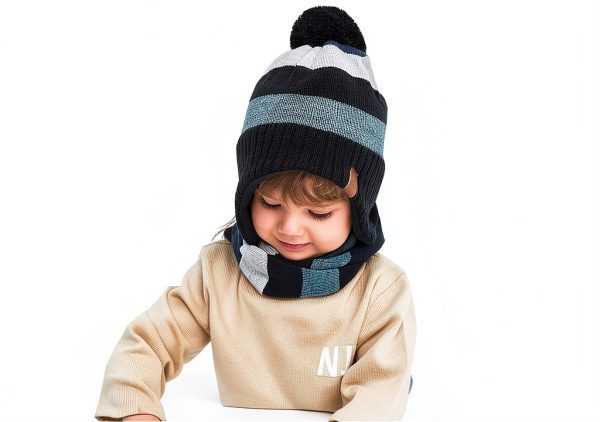 Baby Boys Acrylic Earflap Hat Winter Beanie with Pom Pom-2