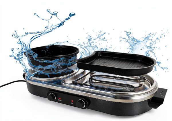 ZXMOTO Electric 2-in-1 Grill Hot Pot Aluminum-4