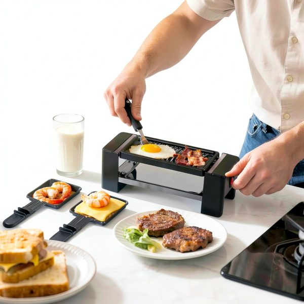Electric Raclette Grill HengBO Black Steel-3