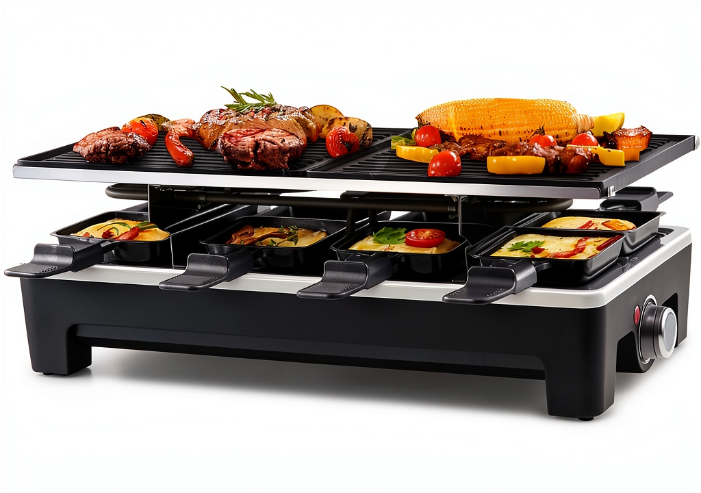 Techwood Stainless Steel Raclette Grill 1500W in a modern kitchen
