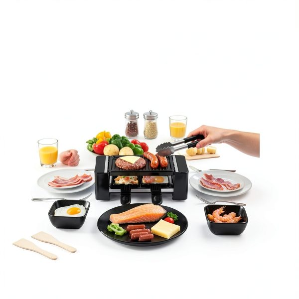 Electric Raclette Grill HengBO Black Steel-1