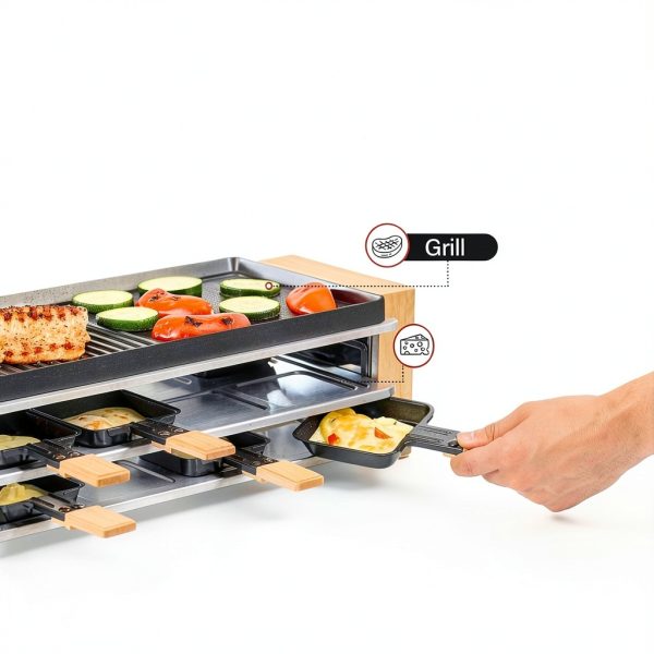 Raclette Grill COKLAI Wooden 3‑Tier Electric-2
