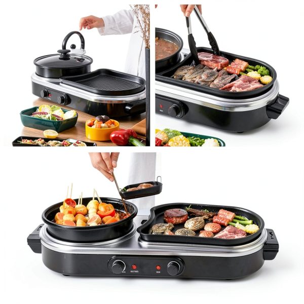 ZXMOTO Electric 2-in-1 Grill Hot Pot Aluminum-5