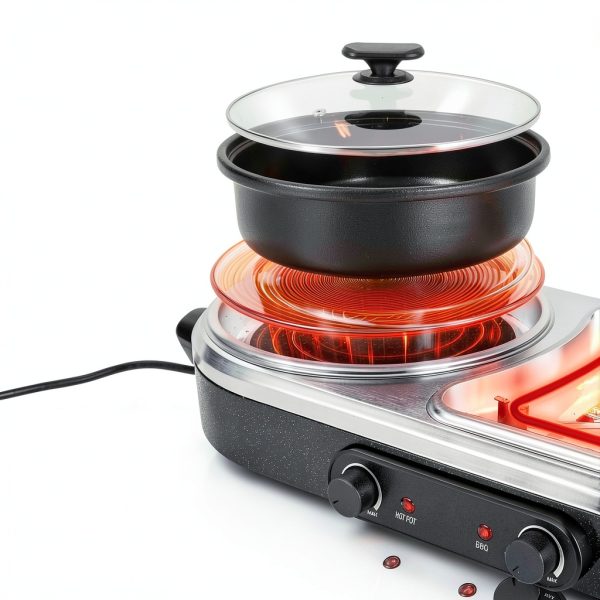 ZXMOTO Electric 2-in-1 Grill Hot Pot Aluminum-2