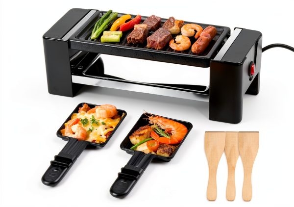 Electric Raclette Grill HengBO Black Steel-0