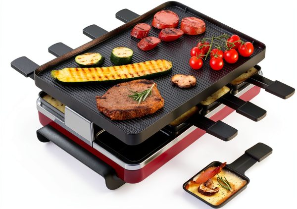 Swissmar Raclette Grill Classic Reversible Cast Iron Plate Red 16.5"-0