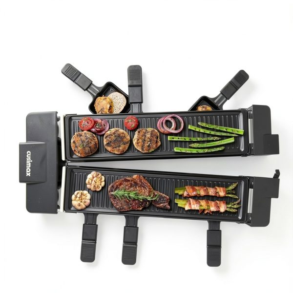 CUSIMAX Raclette Grill 1400W Rotatable Tabletop with 8 Mini Pans Black-1