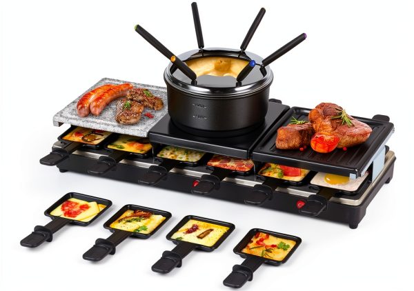 Saenchue 12‑Person 4‑in‑1 Raclette Grill with Iron Pan Fondue Set-0