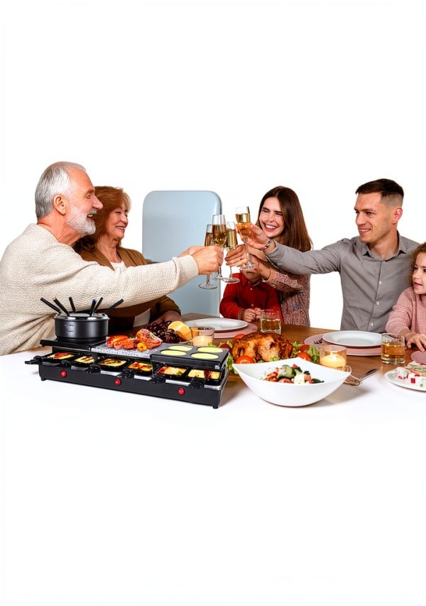 Saenchue 12‑Person 4‑in‑1 Raclette Grill with Iron Pan Fondue Set-4