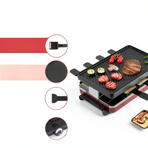 Swissmar Classic Raclette Grill Reversible Cast Iron Red-5