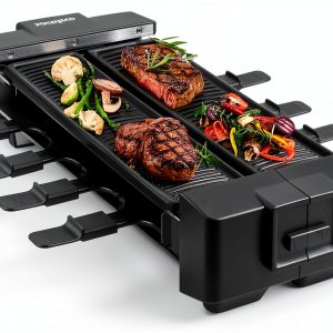 CUSIMAX Raclette Grill 1400W Rotatable Tabletop with 8 Mini Pans Black-0