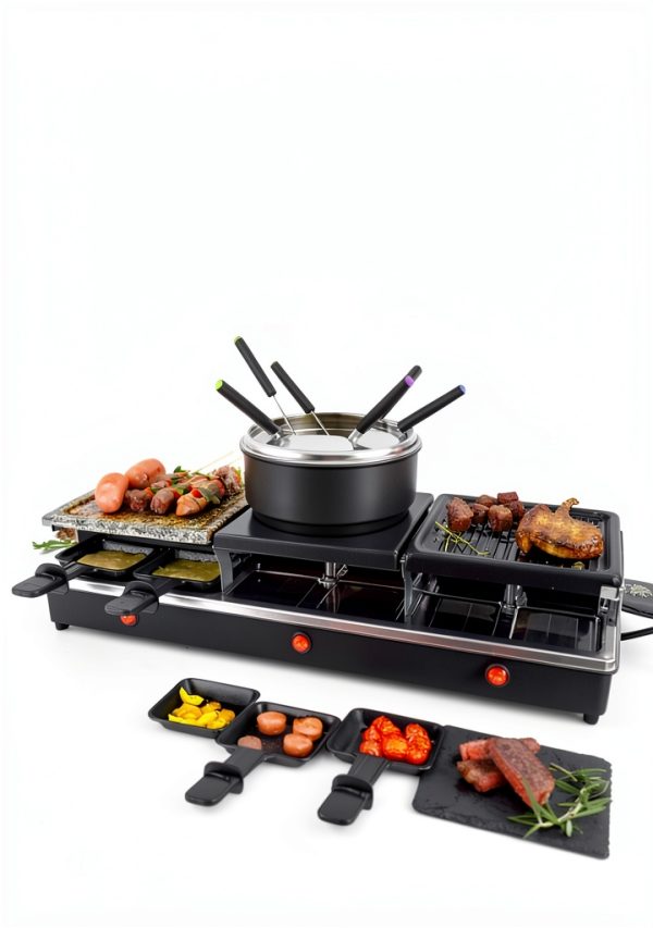 Saenchue 12‑Person 4‑in‑1 Raclette Grill with Iron Pan Fondue Set-6