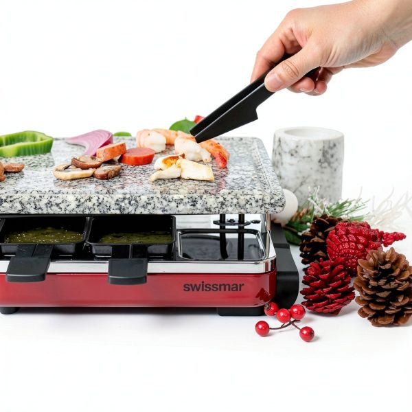 Swissmar 8-Person Red Raclette Grill with Granite Stone Top 1200W-6