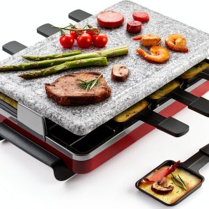Swissmar 8-Person Red Raclette Grill with Granite Stone Top 1200W-0