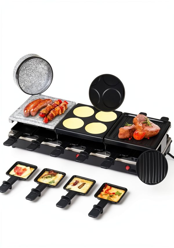 Saenchue 12‑Person 4‑in‑1 Raclette Grill with Iron Pan Fondue Set-1