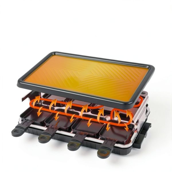 Fajiabao Raclette Grill 1300W Stainless Black Tabletop with 8 Trays-3