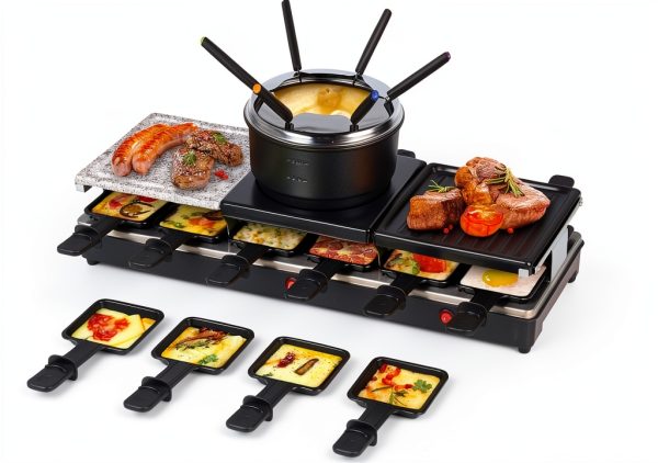 Saenchue 12‑Person 4‑in‑1 Raclette Grill with Iron Pan Fondue Set-7