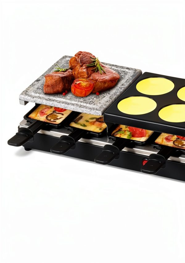 Saenchue 12‑Person 4‑in‑1 Raclette Grill with Iron Pan Fondue Set-2