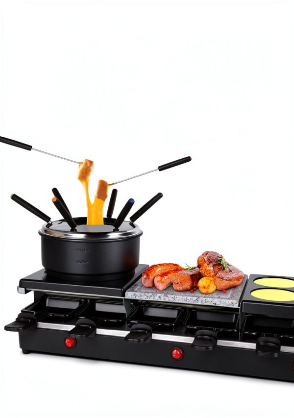 Saenchue 12‑Person 4‑in‑1 Raclette Grill with Iron Pan Fondue Set-3