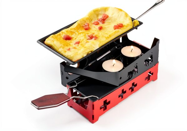 Foldable Raclette Grill TOPINCN Carbon Steel Non‑Stick Red-2