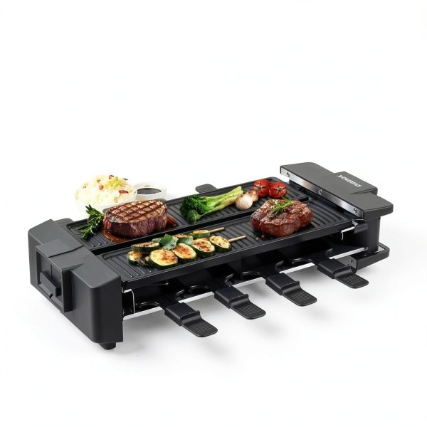 CUSIMAX Raclette Grill 1400W Rotatable Tabletop with 8 Mini Pans Black-5