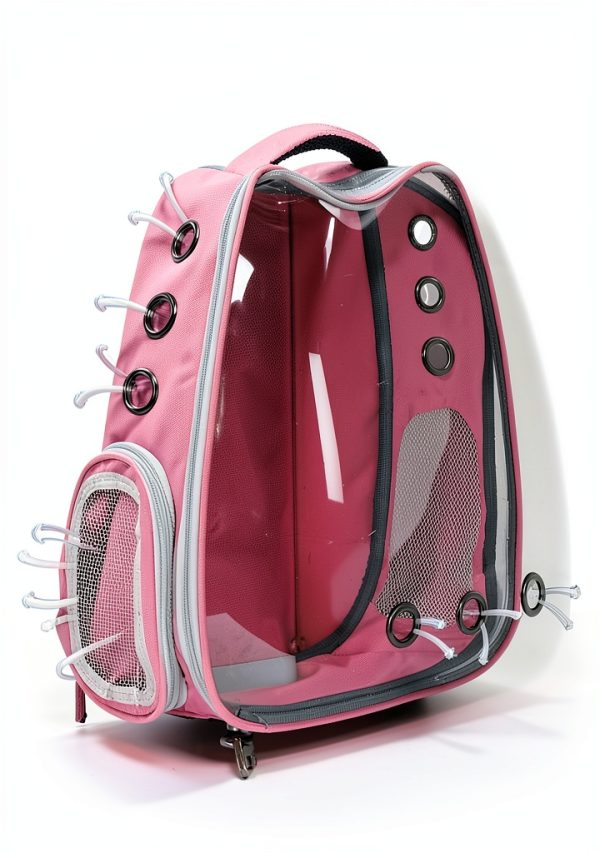 Pink Bird Backpack Carrier JUNIQUTE Ventilated Travel with Feeder-2