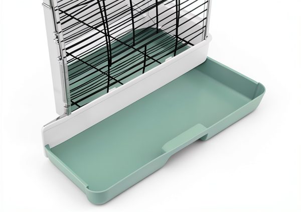 Portable Bird Cage Carrier, Travel Parrot Cage with 2 Perches, 2 Food Bowls and Tray, Metal Parakeet Cages for Small to Medium Sized Birds Cockatiels Lovebirds Canaries Budgies-3