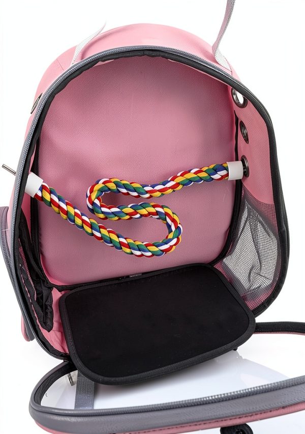 Pink Bird Backpack Carrier JUNIQUTE Ventilated Travel with Feeder-3
