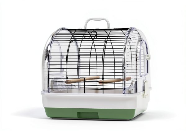 Portable Bird Cage Carrier, Travel Parrot Cage with 2 Perches, 2 Food Bowls and Tray, Metal Parakeet Cages for Small to Medium Sized Birds Cockatiels Lovebirds Canaries Budgies-2