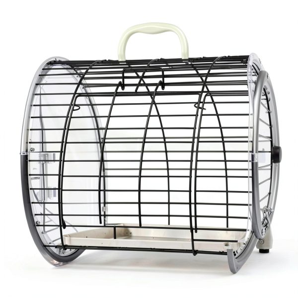 Portable Bird Cage Carrier, Travel Parrot Cage with 2 Perches, 2 Food Bowls and Tray, Metal Parakeet Cages for Small to Medium Sized Birds Cockatiels Lovebirds Canaries Budgies-6