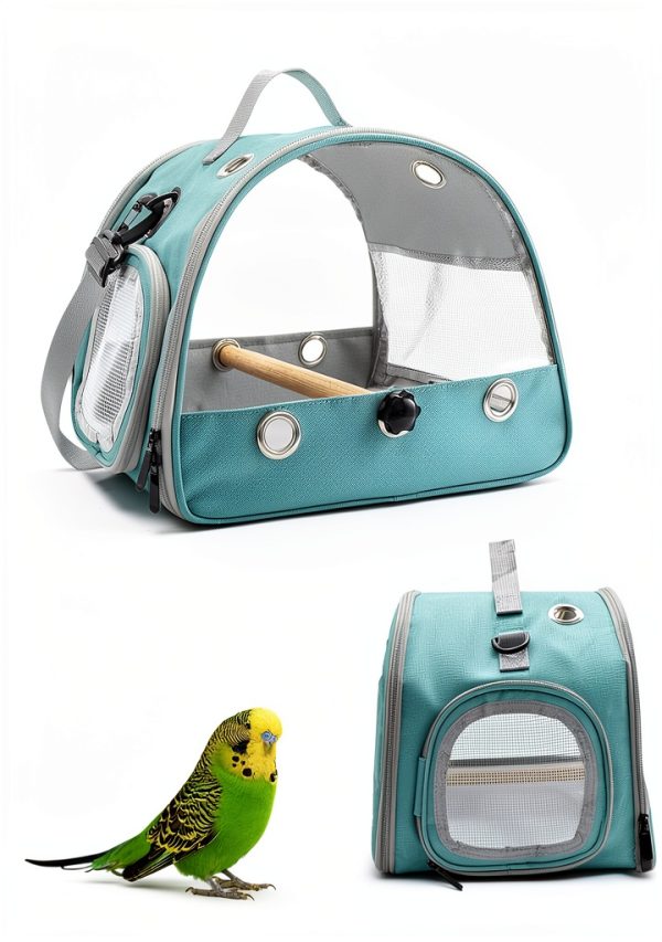 Bird Travel Carrier Wildox Lightweight Breathable Perch Carrier Green-3