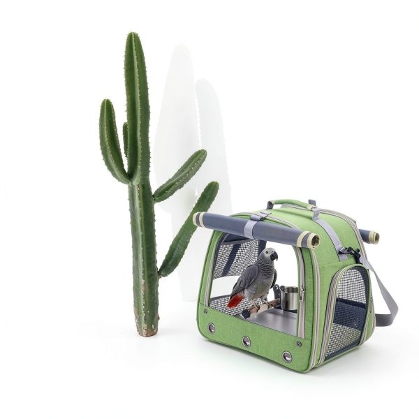 Bird Carrier Kreachur Travel Cage with Perch Clear Window Green-7