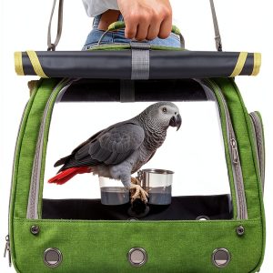 Bird Carrier Kreachur Travel Cage with Perch Clear Window Green-0