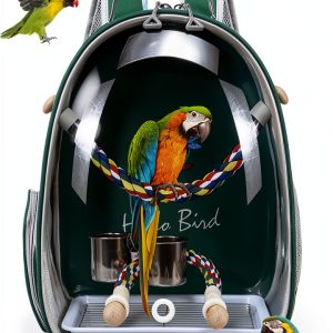 Bird Travel Carrier Backpack Misyue Multi Vent with Tray Green-0