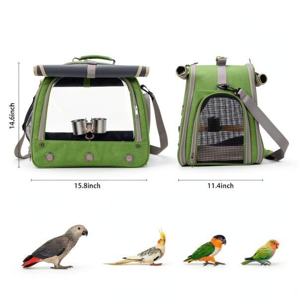 Bird Carrier Kreachur Travel Cage with Perch Clear Window Green-1