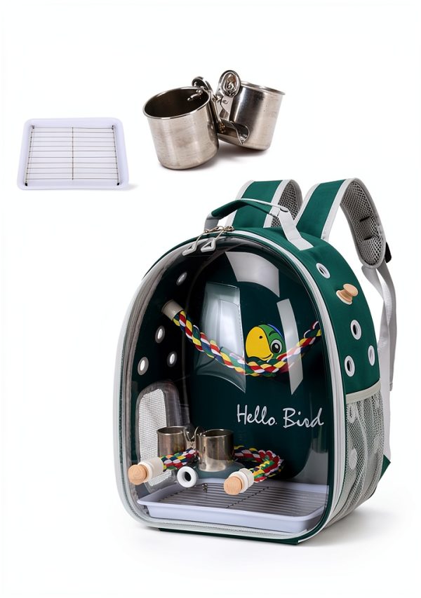 Bird Travel Carrier Backpack Misyue Multi Vent with Tray Green-2