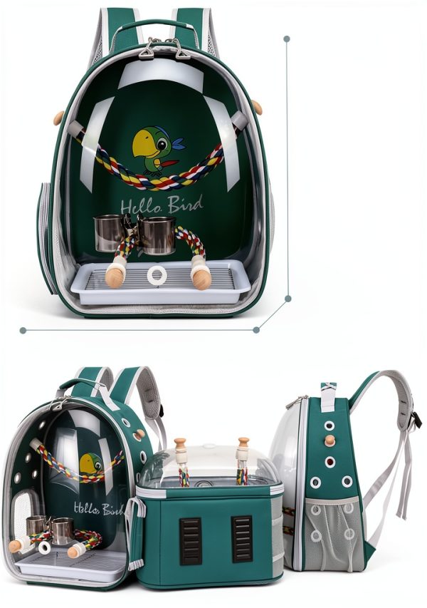Bird Travel Carrier Backpack Misyue Multi Vent with Tray Green-4