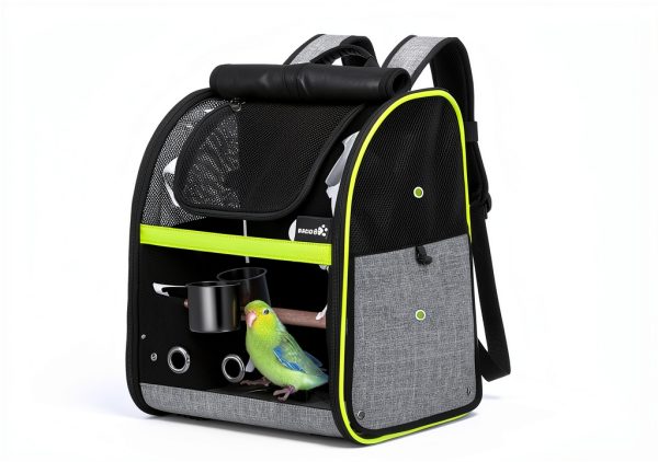 Bird Carrier Backpack Pecute Portable Parrot Travel Cage with Window-5