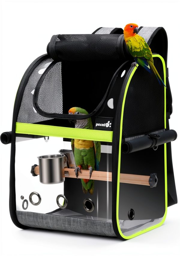 Bird Carrier Backpack Pecute Portable Parrot Travel Cage with Window-0